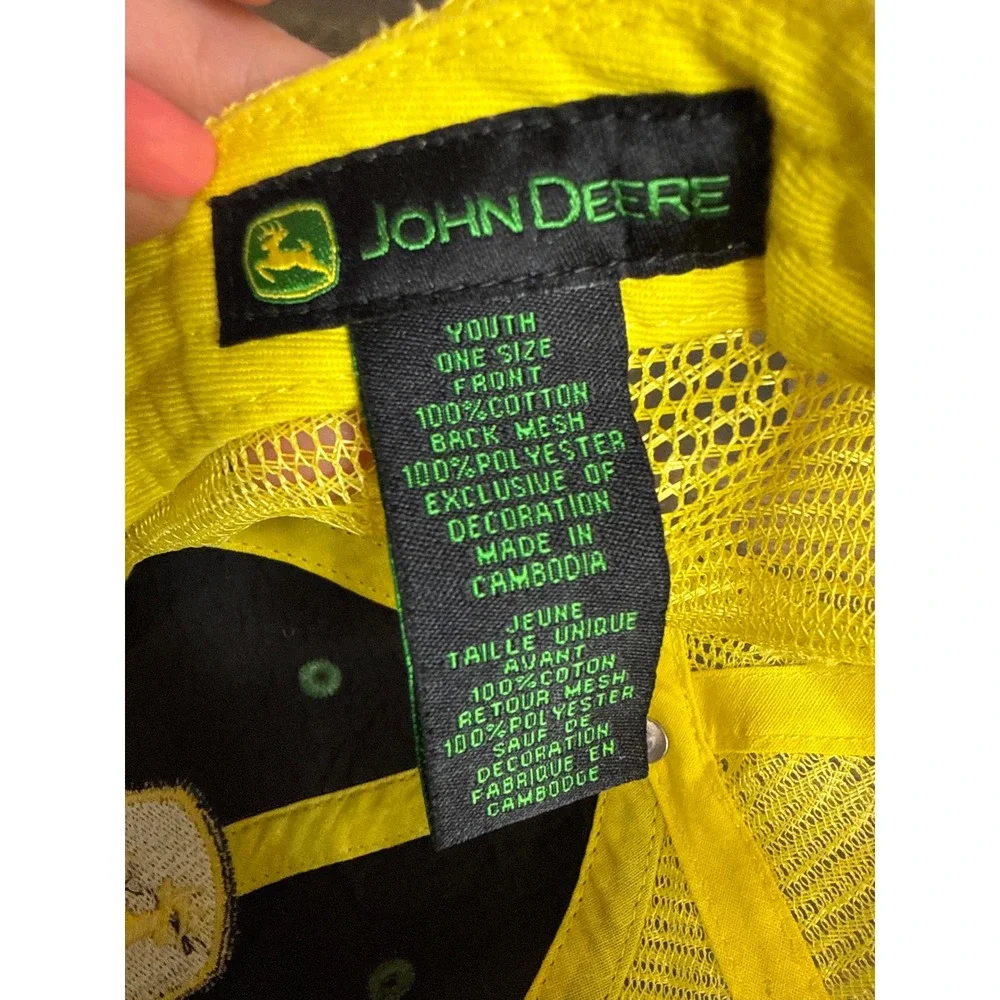John Deere Kids Youth Trucker Hat Green Yellow Mesh Snapback‎ Baseball Cap Logo